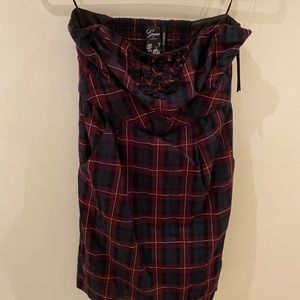 Guess Plaid Strapless Dress